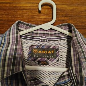 Ariat Men's Blue and Purple Plaid Button Down Shirt